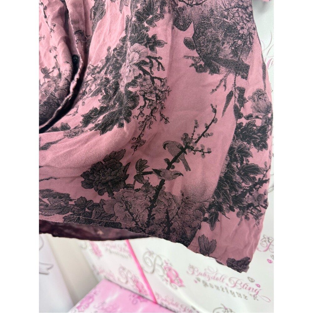 Atlanl Tshirt Button Up Dusty Red Floral Short-Sleeve Button-Down Shirt — image 7 of 8